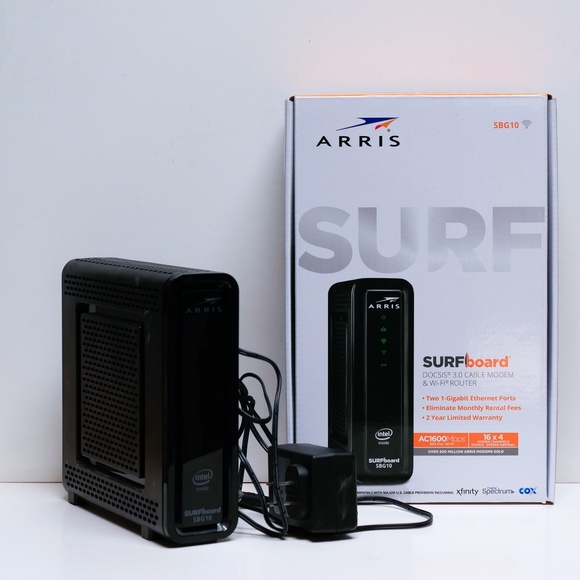 Arris SBG10 Black Surf Board DOCSIS 3.0 Standard Cable Modem Wi-Fi Router - Picture 1 of 2
